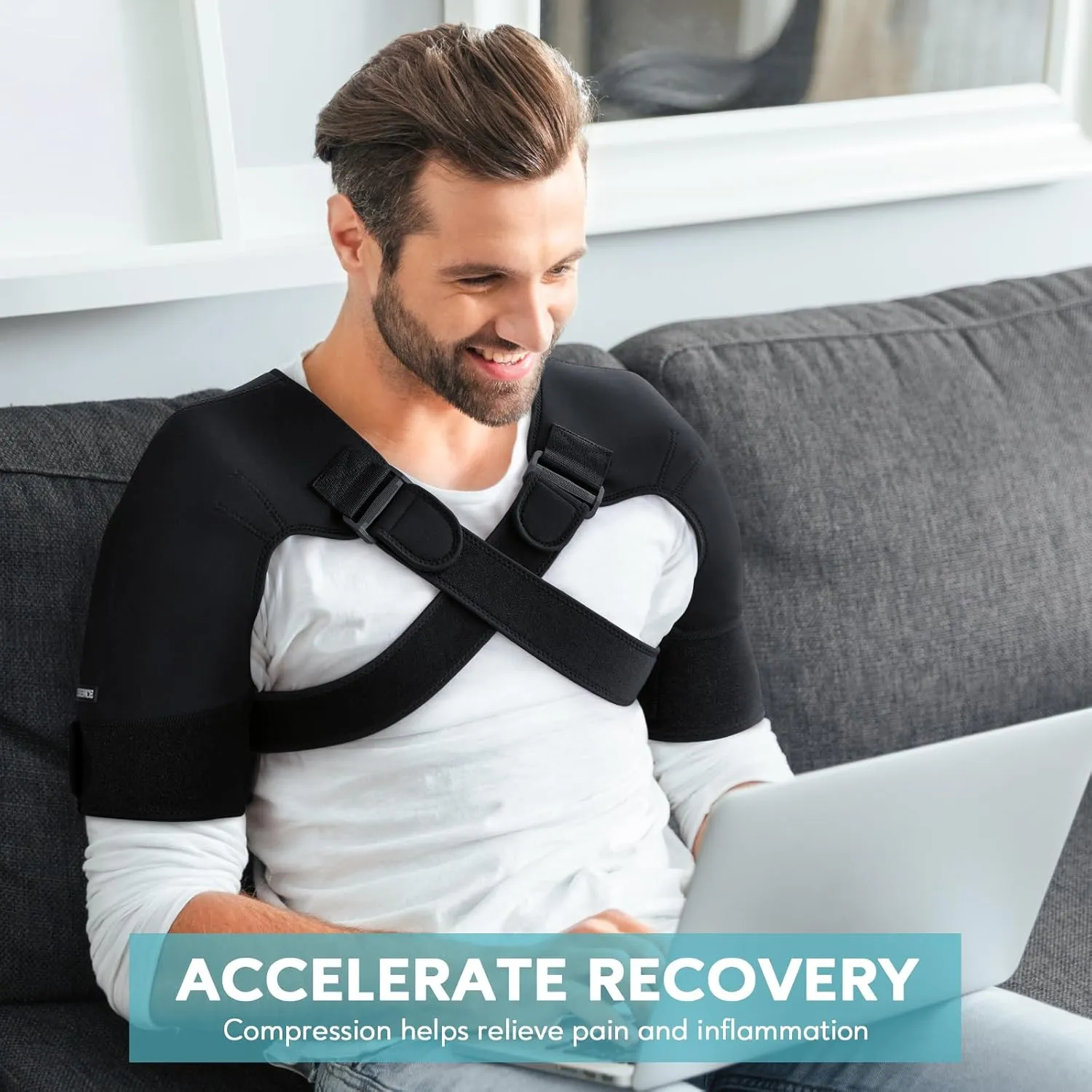 Double Shoulder Brace for Women & Men,Double Support Compression Sleeve for Sleeping,Pain Relief Dual Wrap (XL-Gen2:18"-20.5")