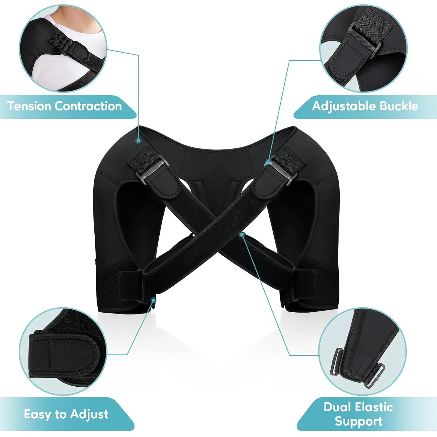 Double Shoulder Brace for Women & Men,Double Support Compression Sleeve for Sleeping,Pain Relief Dual Wrap (XL-Gen2:18"-20.5")