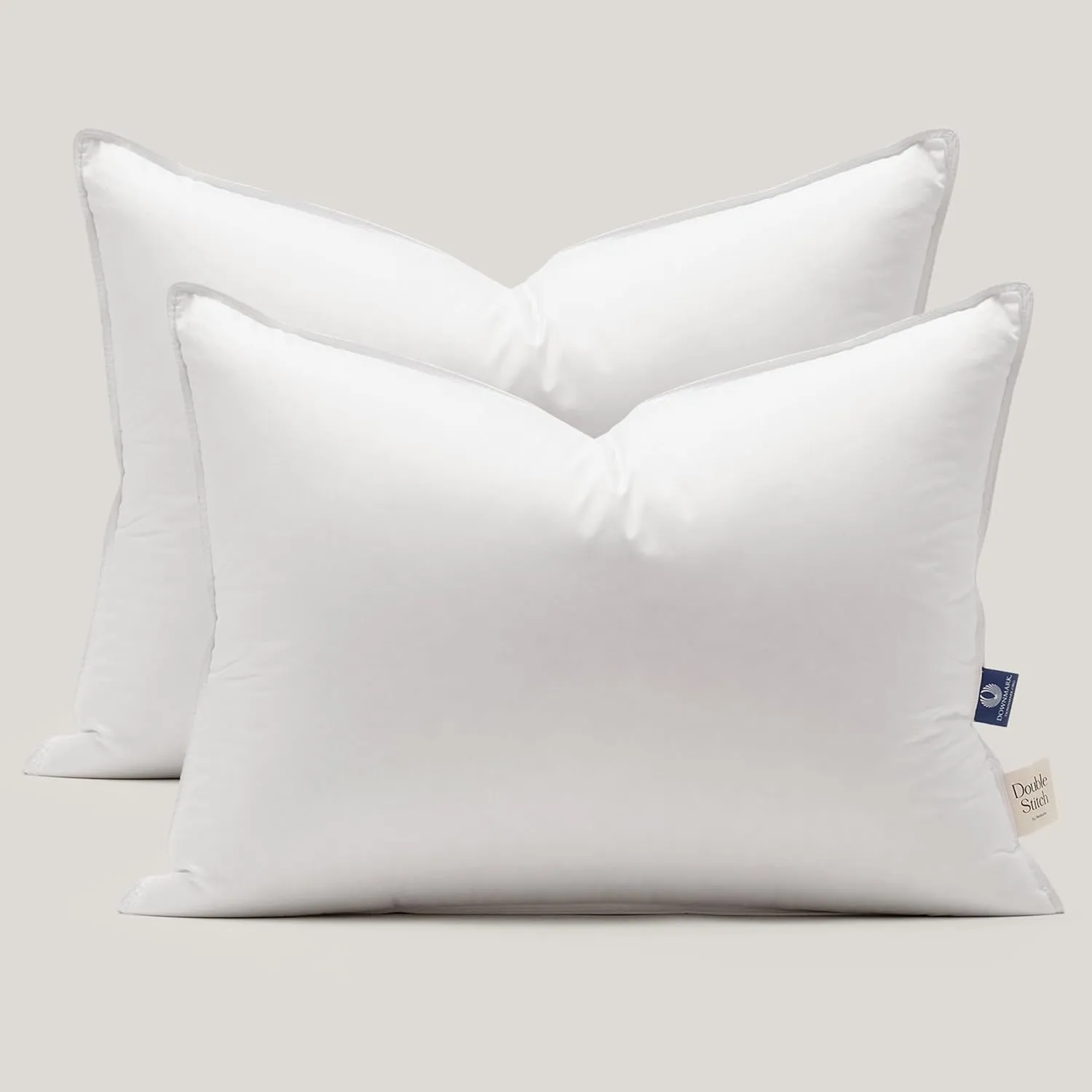 Double Stitch Luxury US White Down Pillow - Made in Canada, 400 Thread Count 100% Cotton Shell, Soft 3-Chamber Sleeping Bed Pillows, 700 Fill Power, Medium, King, 2 Pack (20" x 36") ﻿