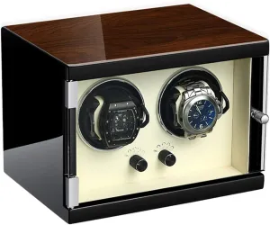 Double Watch Winder for Automatic Watches Soft Leather Adjustable Watch Pillow Silent Motor 5 Gear Adjustment Watch Winder for Automatic Watches