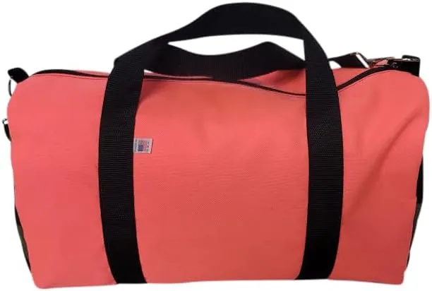 Duffle Bag Or Gym Bag With Front Pocket For Keys, Id, Made In USA. (Coral/Camouflage)