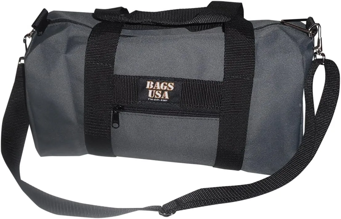Duffle BAG/Gym Bag,Small Canvas Bag with Front Pocket, Made In USA. (Gray)