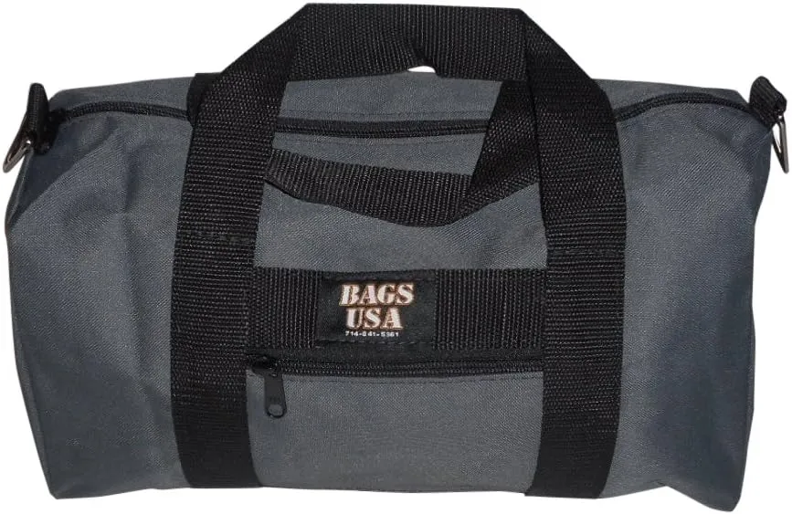 Duffle BAG/Gym Bag,Small Canvas Bag with Front Pocket, Made In USA. (Gray)