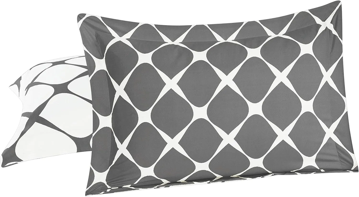 Elegant Comfort Luxury 3-Piece Reversible Duvet Cover Set - 1500 Premium Hotel Quality Microfiber Bloomingdale Pattern - Comforter Cover with Button Closure and Shams, Full/Queen,Grey