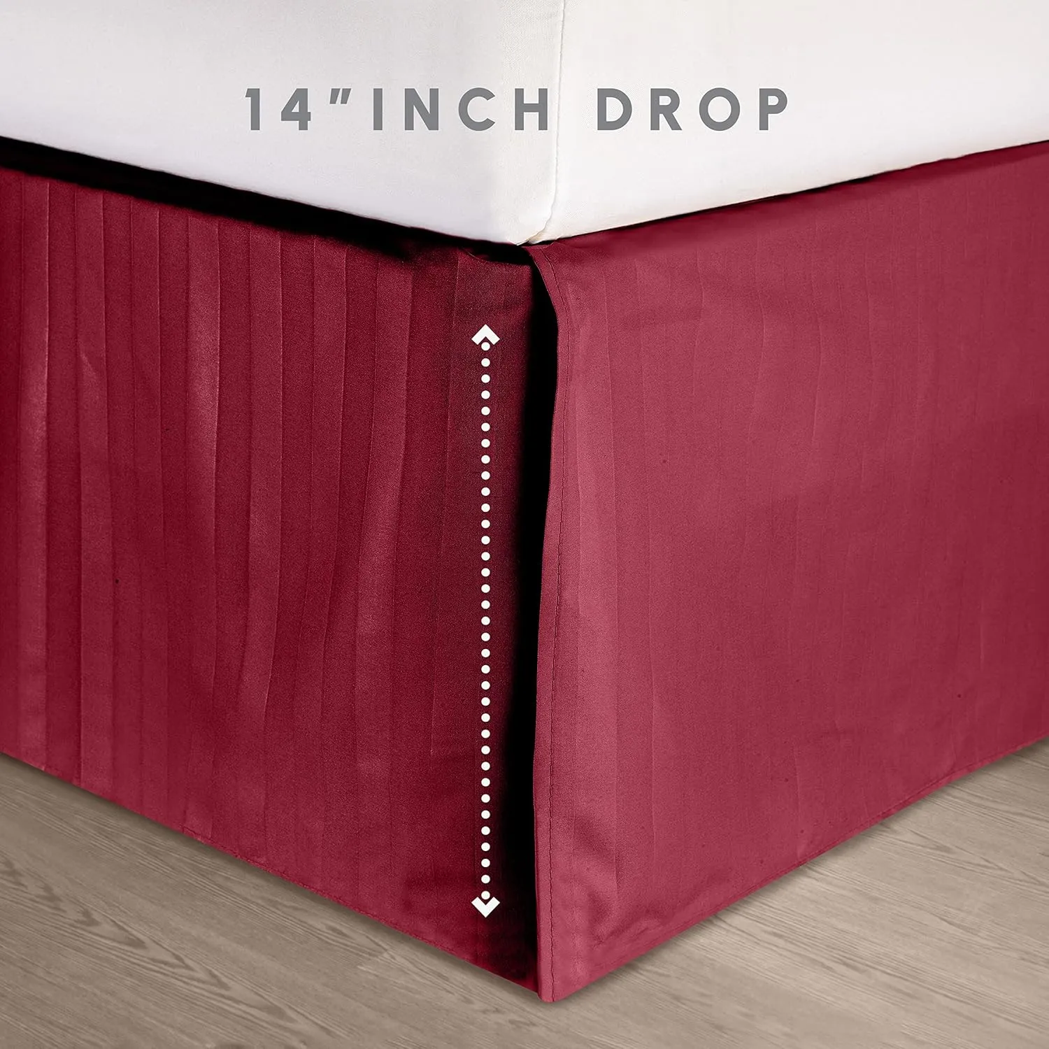 Elegant Comfort Wrinkle Resistant - Silky Soft Dobby Stripe Bed-in-a-Bag 8-Piece Comforter Set - King Burgundy