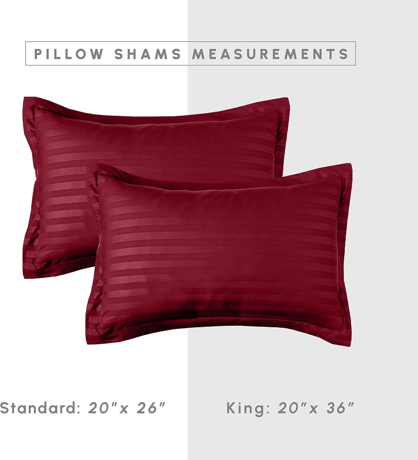 Elegant Comfort Wrinkle Resistant - Silky Soft Dobby Stripe Bed-in-a-Bag 8-Piece Comforter Set - King Burgundy