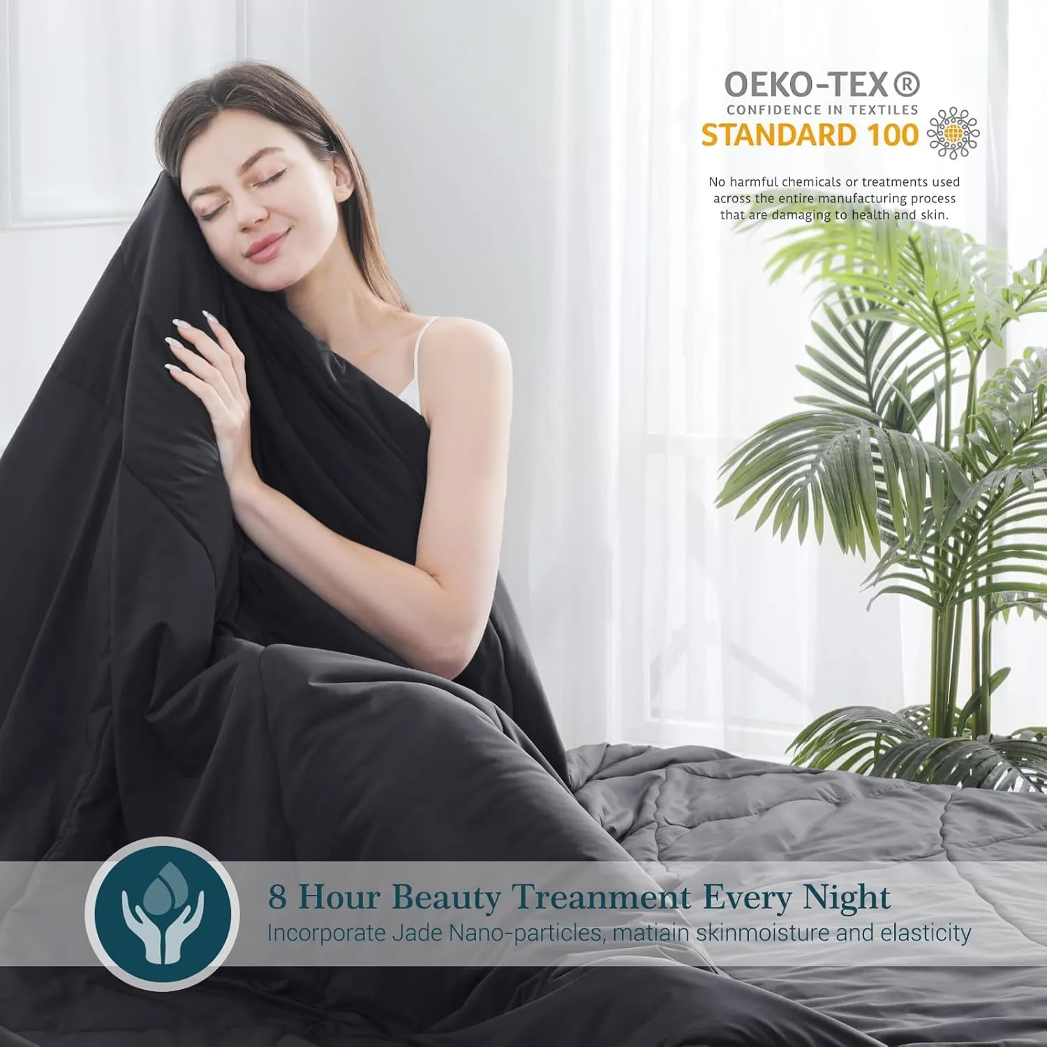 Elegear Cooling Comforter King Absorbs Body Heat to Keep Cool, Cooling Blanket for Hot Sleepers Japanese Arc-Chill 3.0 Cool Tech Fabric Summer Comforter Hypo-Allergenic Cooling Quilt - Black/Gray