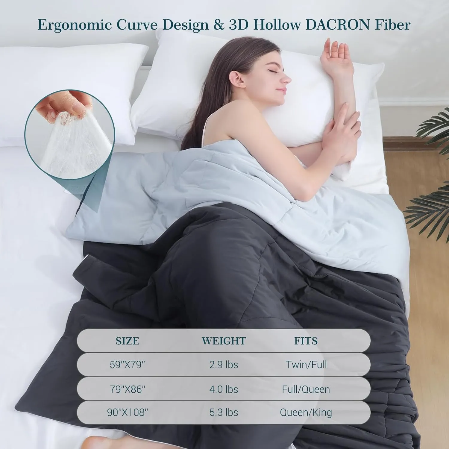 Elegear Cooling Comforter King Absorbs Body Heat to Keep Cool, Cooling Blanket for Hot Sleepers Japanese Arc-Chill 3.0 Cool Tech Fabric Summer Comforter Hypo-Allergenic Cooling Quilt - Black/Gray