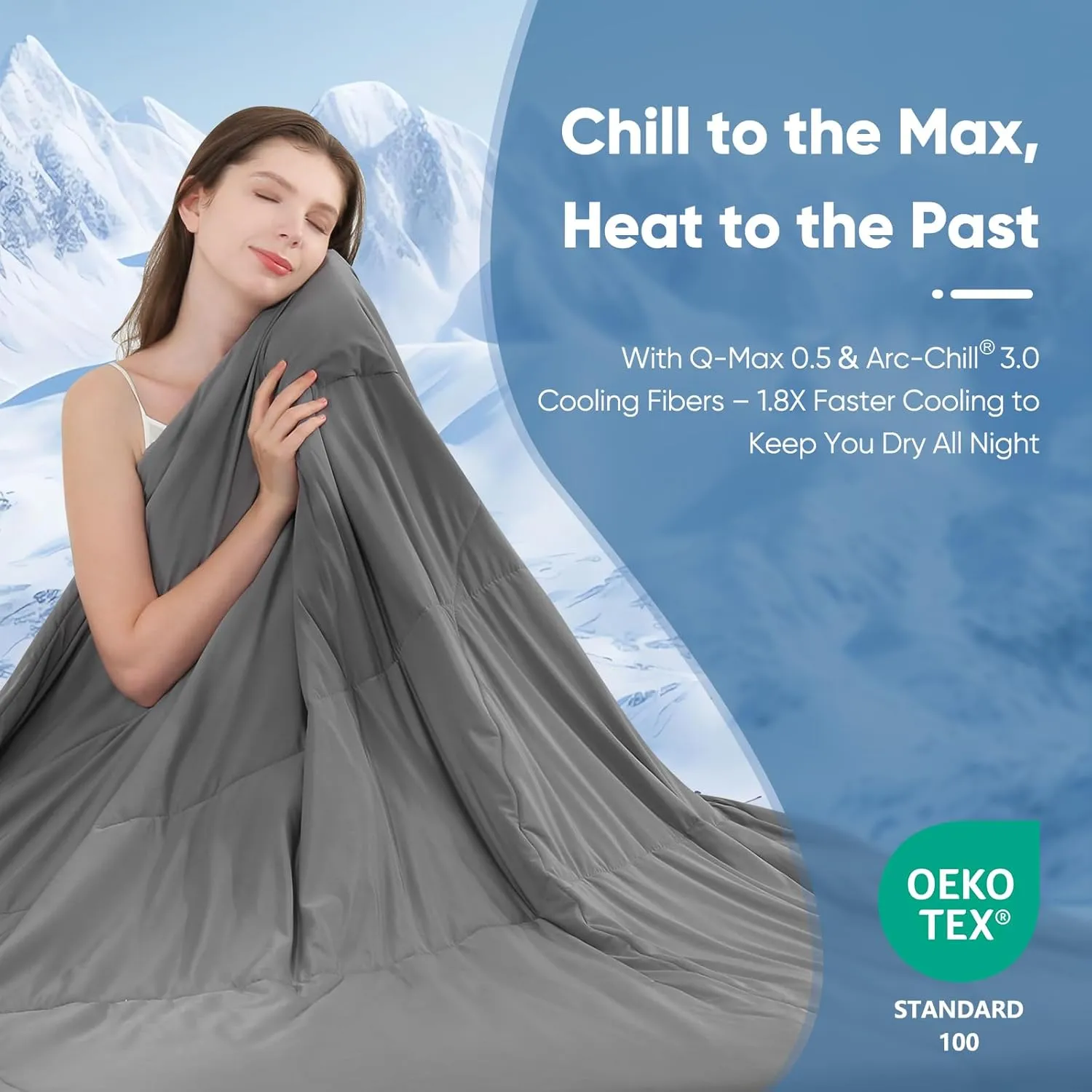 Elegear Revolutionary Cooling Comforter King Absorbs Body Heat to Keep Cool, Cooling Blanket for Hot Sleepers Japanese Arc-Chill 3.0 Cool Tech Fabric Summer Comforter Hypo-Allergenic Cool Quilt-Gray