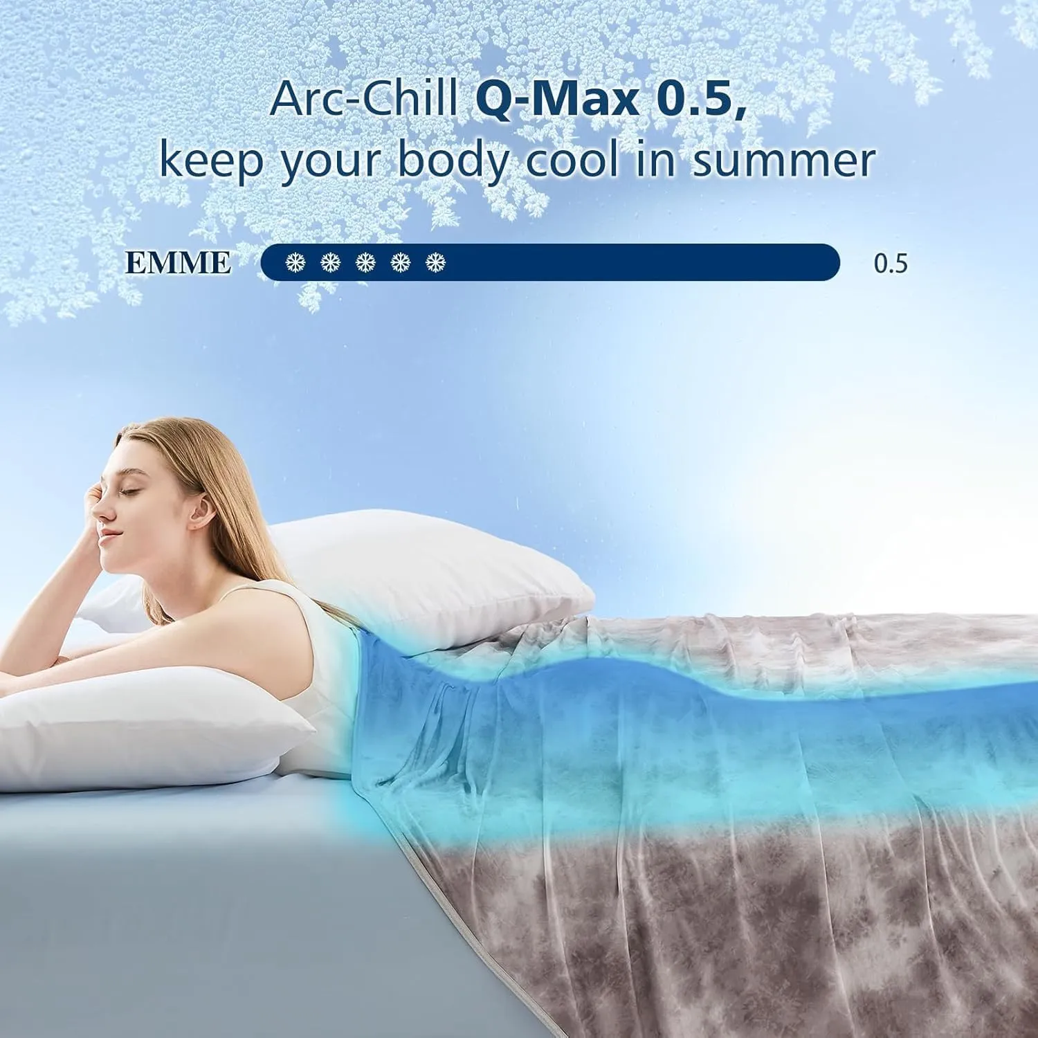 EMME Cooling Blanket Twin Size (60"x80"), Q-Max 0.5 Cooling Blankets for Hot Sleepers, Ice Summer Blanket for Nights Sweats, Grey Lightweight Sheet for Bed