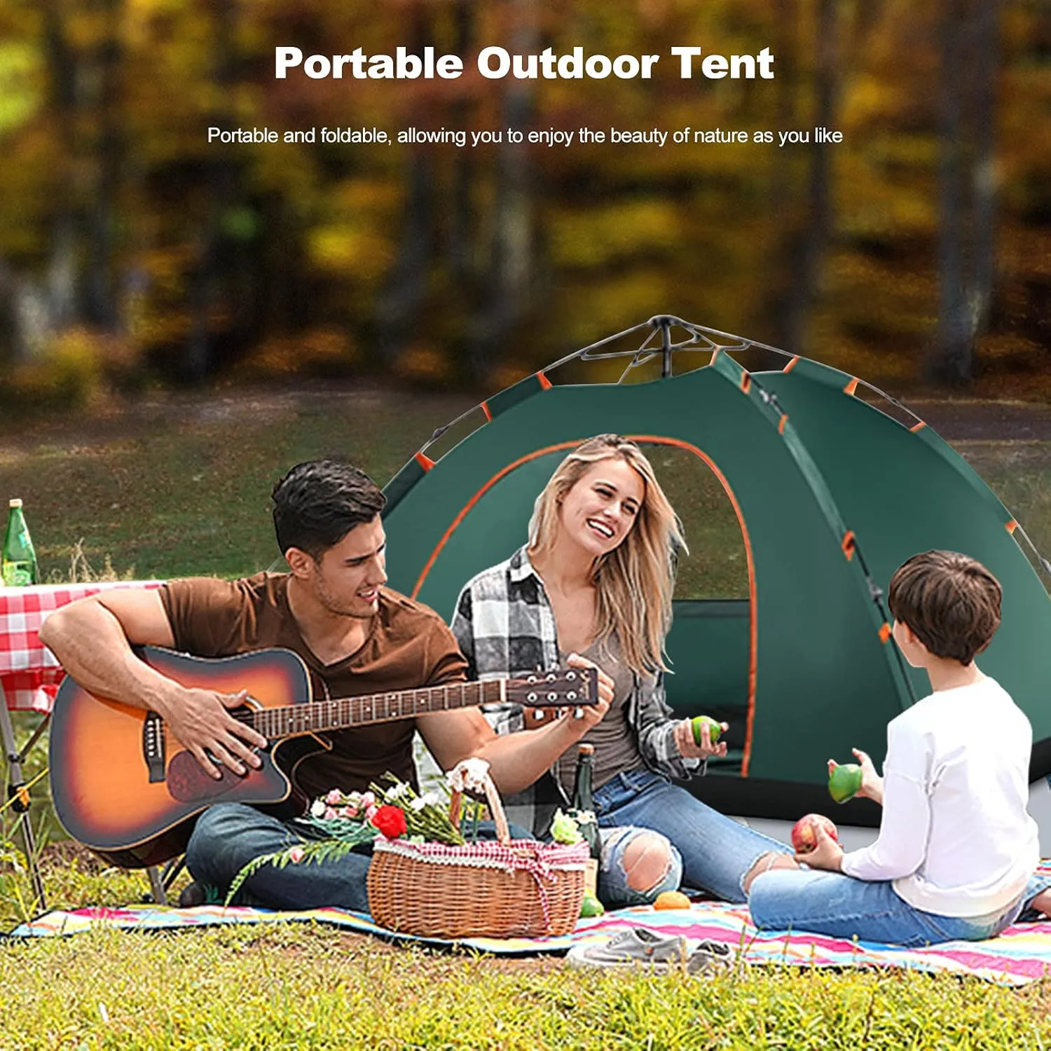 Ergocar Camping Tent 210T Oxford Cloth Waterproof Windproof Dome Adults Tent, 2-4 Man Ultraligh Ventilated 2 Doors & 2 Windows Pop up Tent for Family Long Trip, Hiking & Fishing