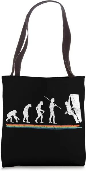 Evolution Climbing Clinb Funny Vintage Tote Bag