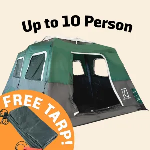 Extra Large-Sized 2 Step Cabin Tent   FREE Camping Tarp (Up To 10 Person)
