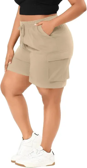 Eytino Womens Plus Size Hiking Cargo Shorts Lightweight Active Athletic Shorts Running Summer Shorts with Pockets(1X-5X)