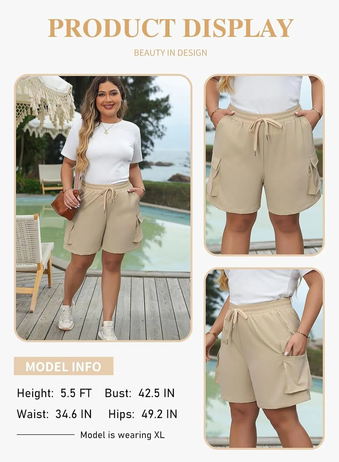 Eytino Womens Plus Size Hiking Cargo Shorts Lightweight Active Athletic Shorts Running Summer Shorts with Pockets(1X-5X)