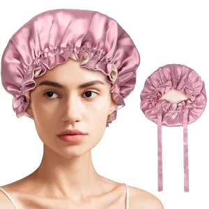 FADACHY Silk Bonnet for Sleeping Women - 22 MOMME, 100% Mulberry Silk Bonnet Sleep Cap with Tie Band, Double Layer Hair Wrap Stay On All Night
