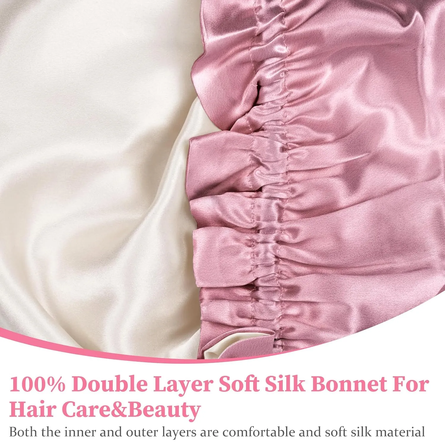 FADACHY Silk Bonnet for Sleeping Women - 22 MOMME, 100% Mulberry Silk Bonnet Sleep Cap with Tie Band, Double Layer Hair Wrap Stay On All Night