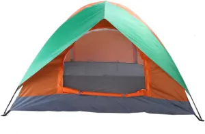 Family Dome Quick-Open Tent with Carrying Bag, Pop-up Tent for Camping, Waterproof Camping Dome Tent with Shelter for Backpacking, Traveling, Hiking, Outing (2 Persons, Orange and Green)