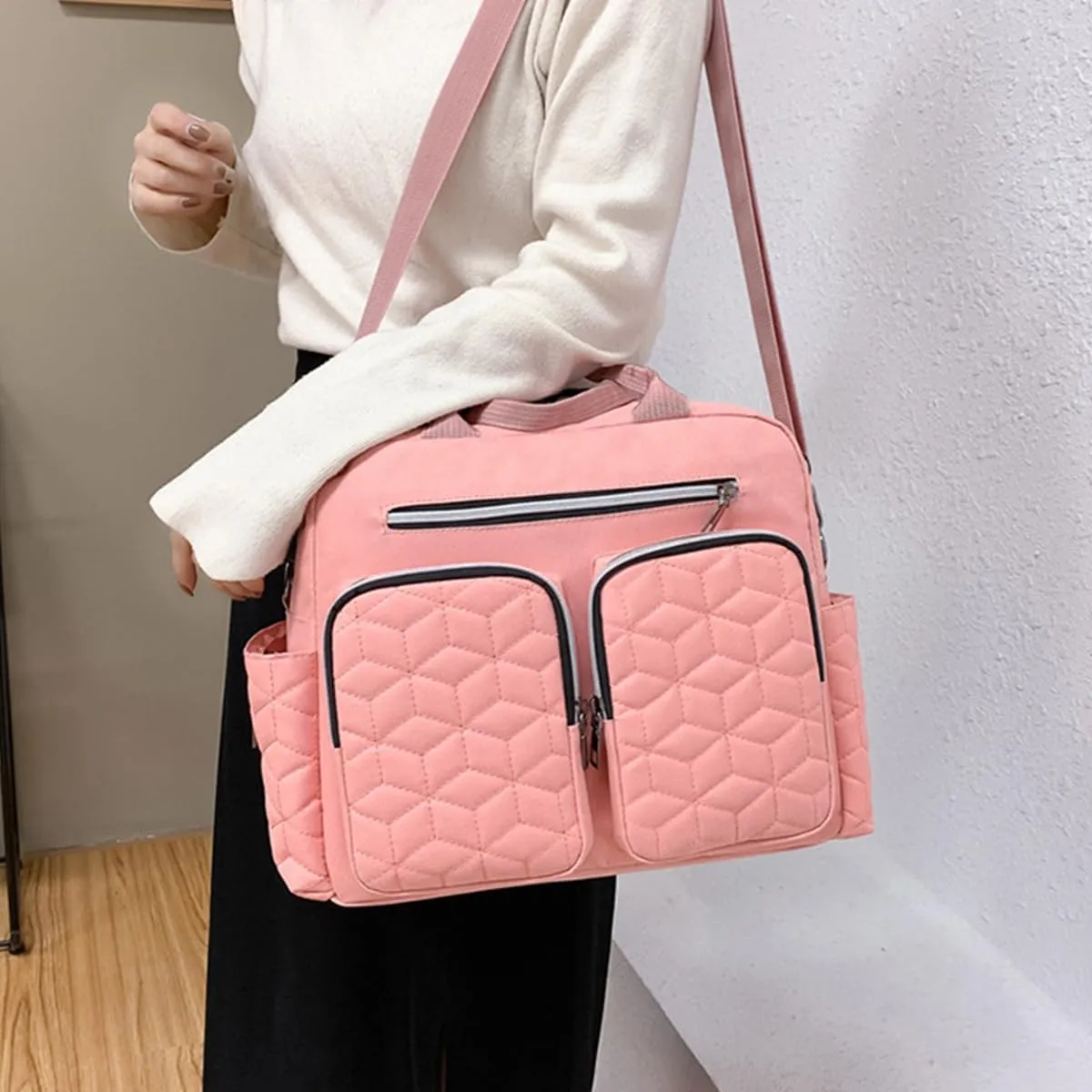 Fashion Lightweight Diaper Bag Tote,Multifunctional Travel Nappy Changing Bag Mummy Bags with Single Shoulder Strap