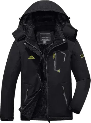 FASKUNOIE Men's Winter Coats Windproof Warm Fleece Ski Snowboarding Jackets Parka with Zipper Pockets