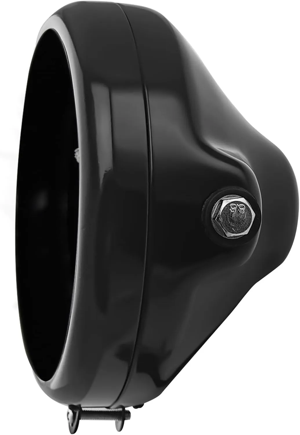 FATECIM 5.75" Round Motorcycle Headlight Bucket Housing Side Mount 5-3/4 Inch LED Headlamp Shell Protective Cover for Harley Kawasaki Honda Yamaha Suzuki Chopper Cafe Racer Bobber Gloss Black