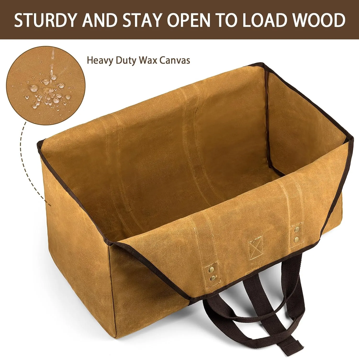 Firewood Carrier Bag Waxed Canvas Waterproof Extra Large Log Carrier Holder Freestanding Tote Bag for Firewood