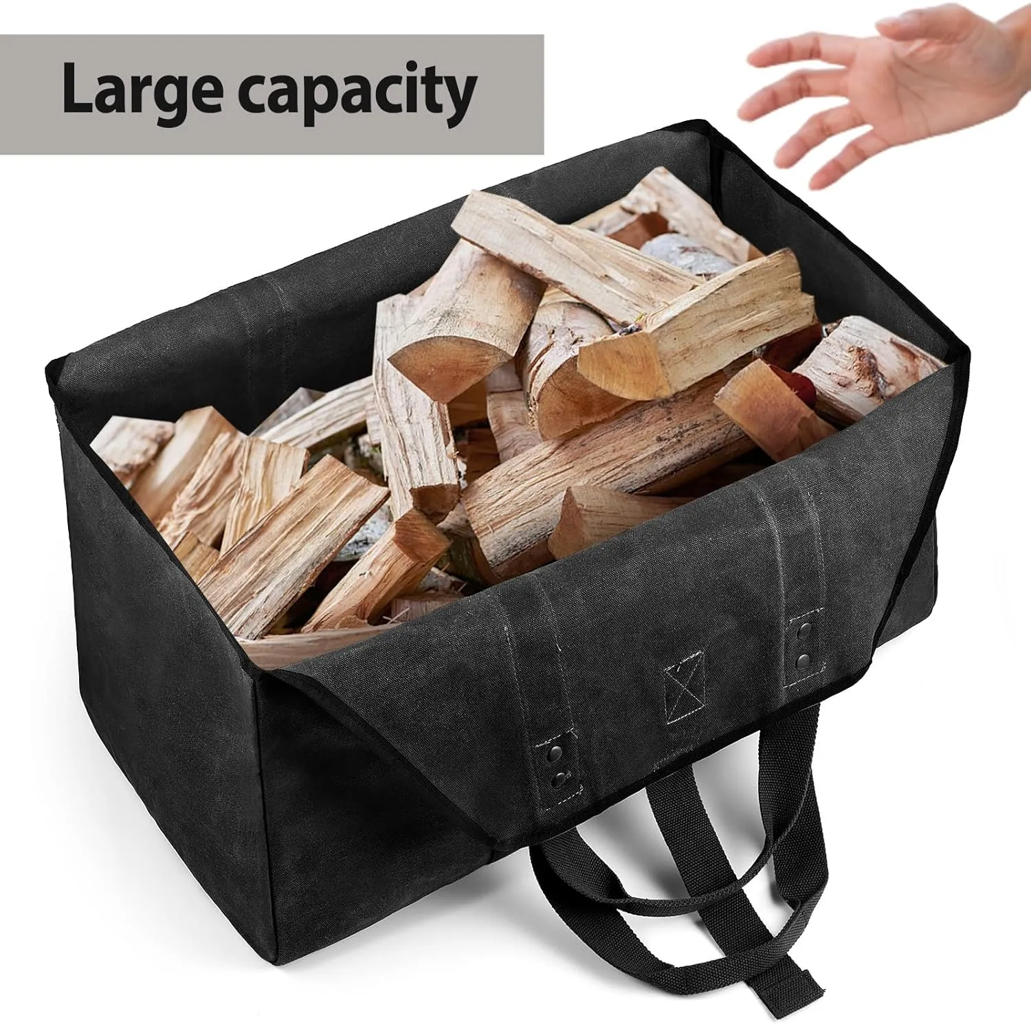 Firewood Carrier Bag Waxed Canvas Waterproof Extra Large Log Carrier Holder Freestanding Tote Bag for Firewood