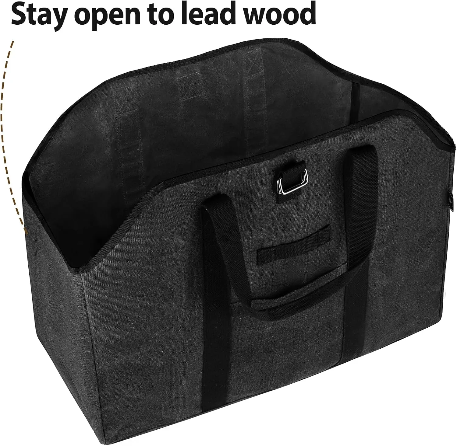 Firewood Carrier Bag Waxed Canvas Waterproof Extra Large Log Carrier Holder Freestanding Tote Bag for Firewood