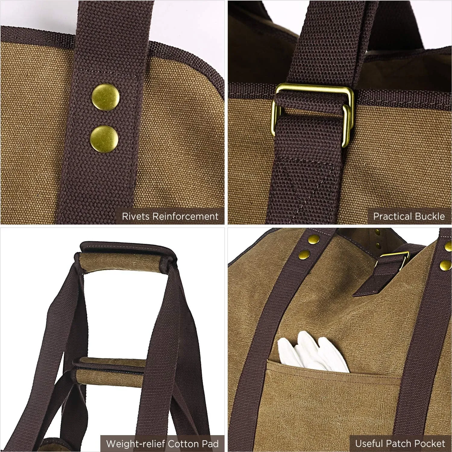Firewood Carrier Bag Waxed Canvas Waterproof Extra Large Log Carrier Holder Freestanding Tote Bag for Firewood