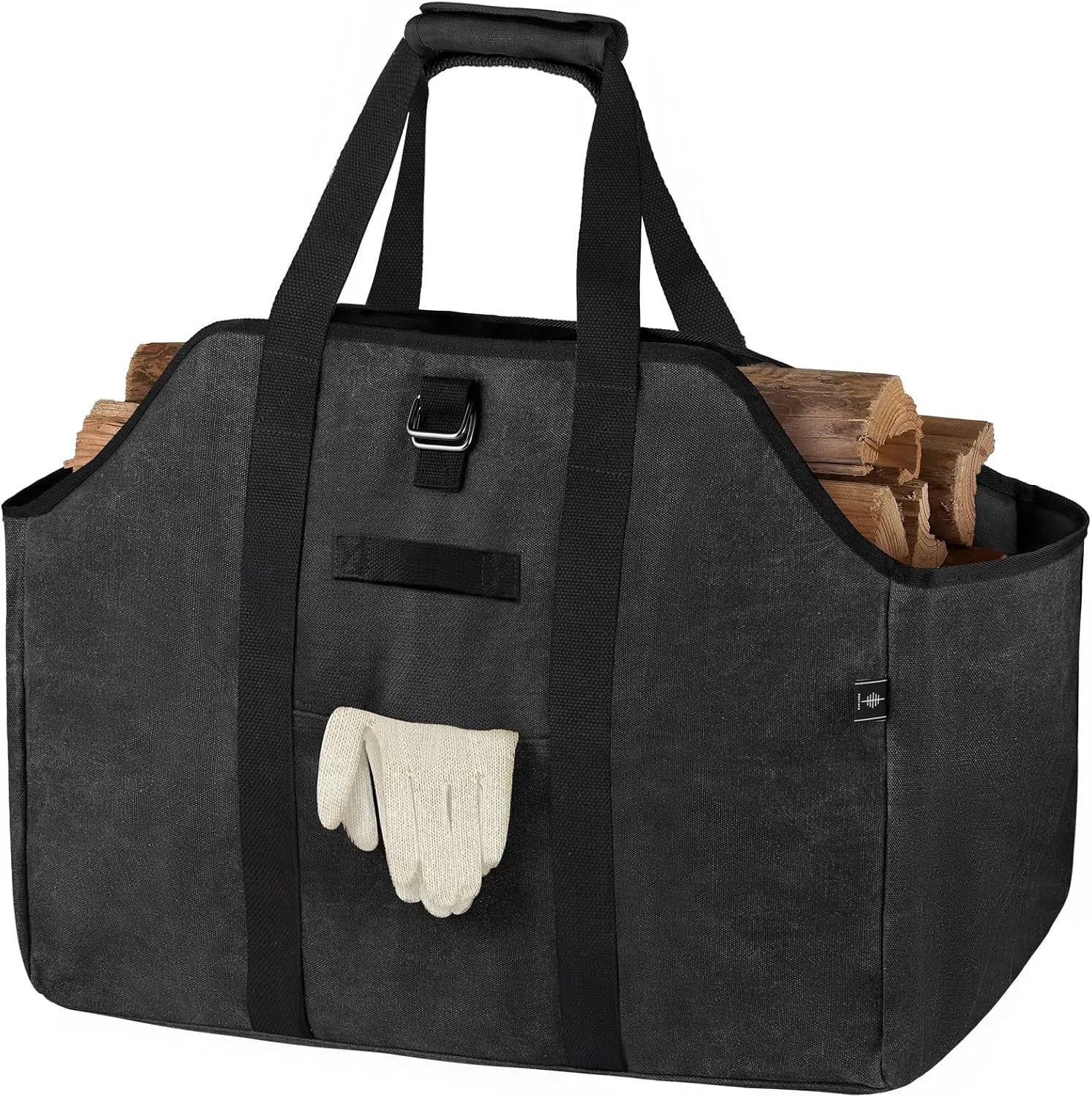 Firewood Carrier Bag Waxed Canvas Waterproof Extra Large Log Carrier Holder Freestanding Tote Bag for Firewood