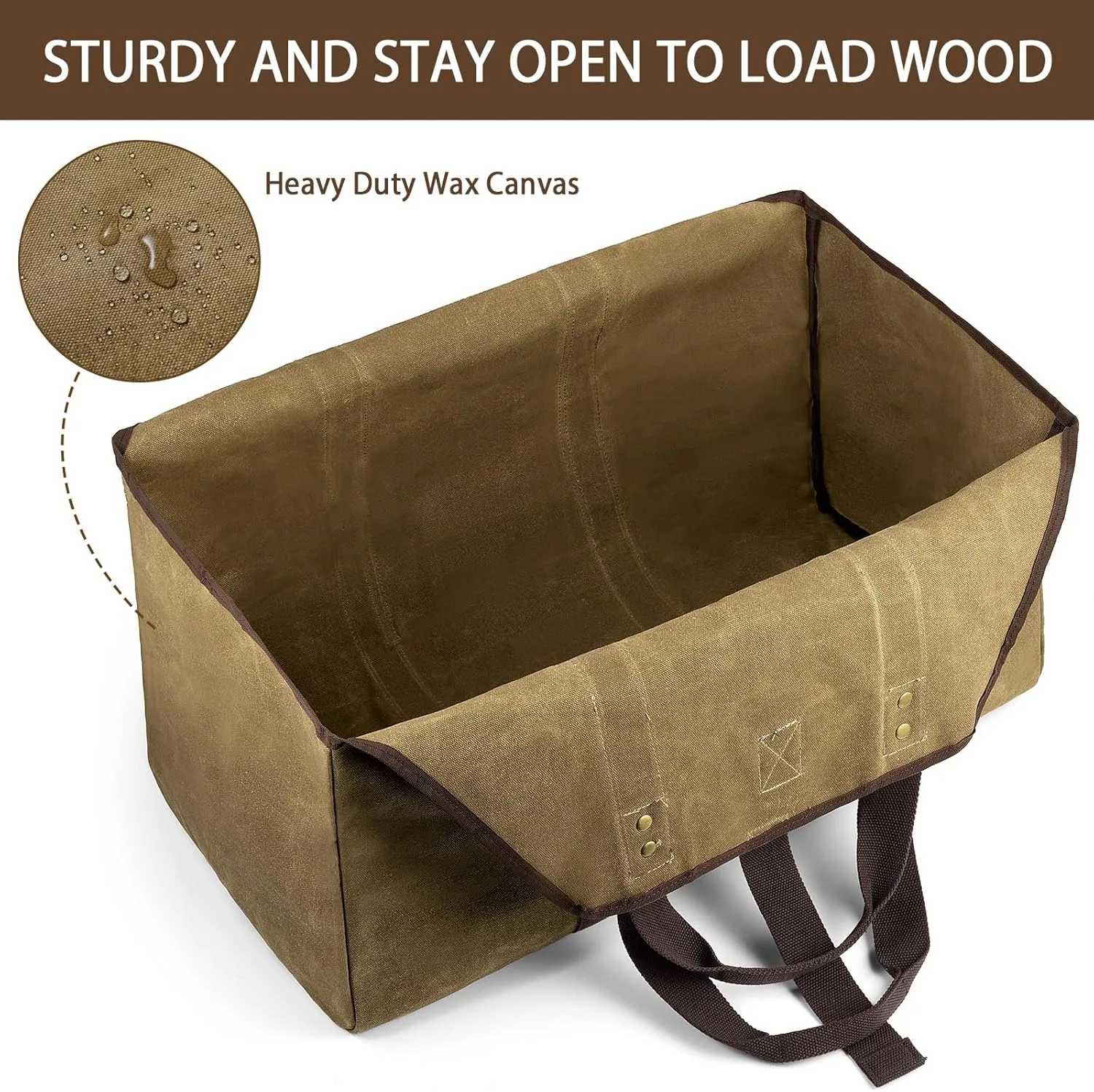 Firewood Carrier Bag Waxed Canvas Waterproof Extra Large Log Carrier Holder Freestanding Tote Bag for Firewood