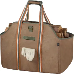 Firewood Carrier Bag Waxed Canvas Waterproof Extra Large Log Carrier Holder Freestanding Tote Bag for Firewood