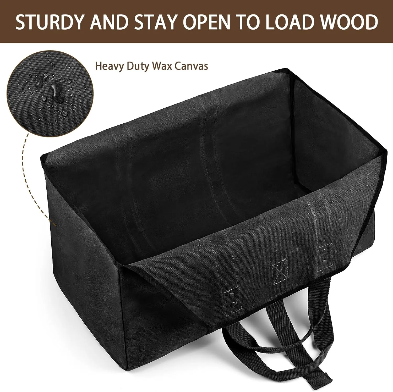 Firewood Carrier Bag Waxed Canvas Waterproof Extra Large Log Carrier Holder Freestanding Tote Bag for Firewood