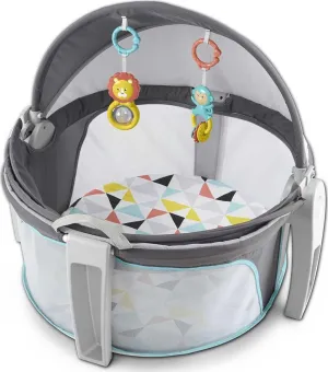 Fisher-Price Portable Bassinet On-The-Go Baby Dome, Travel Play Space with Developmental Newborn Toys & Canopy, Windmill