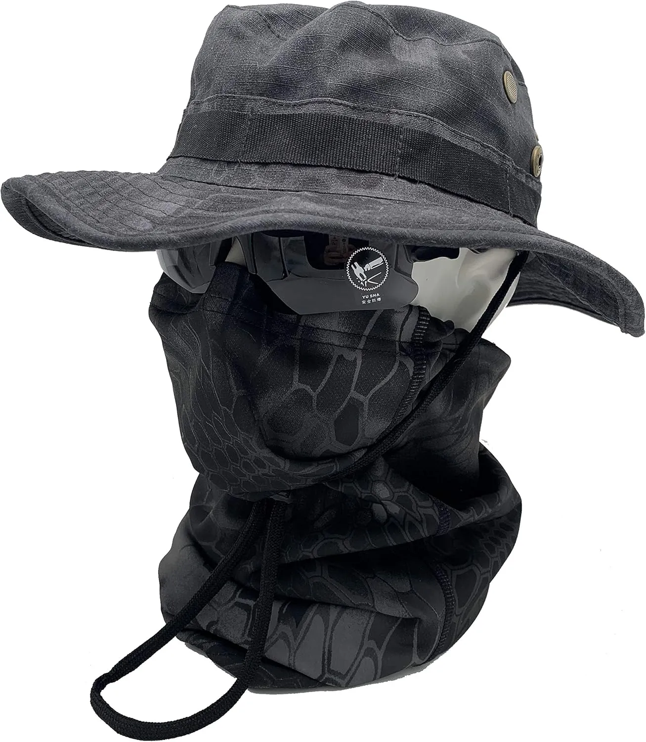Fishing Hat Boonie Hat Tactical hat Camo Hats Balaclava Headband Glasses Set for Outdoor Sport Unisex