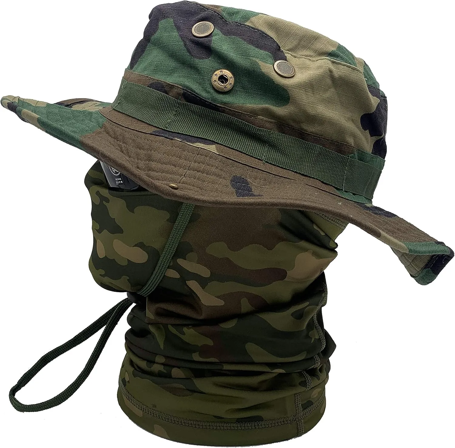 Fishing Hat Boonie Hat Tactical hat Camo Hats Balaclava Headband Glasses Set for Outdoor Sport Unisex