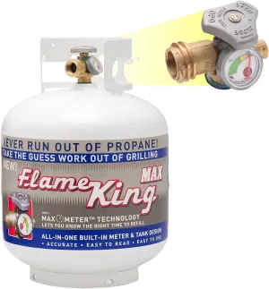 Flame King YSN230 20LB Steel Propane Tank Cylinder With Overflow Protection Device Valve and Built-in Gauge, Great For Grills And BBQs