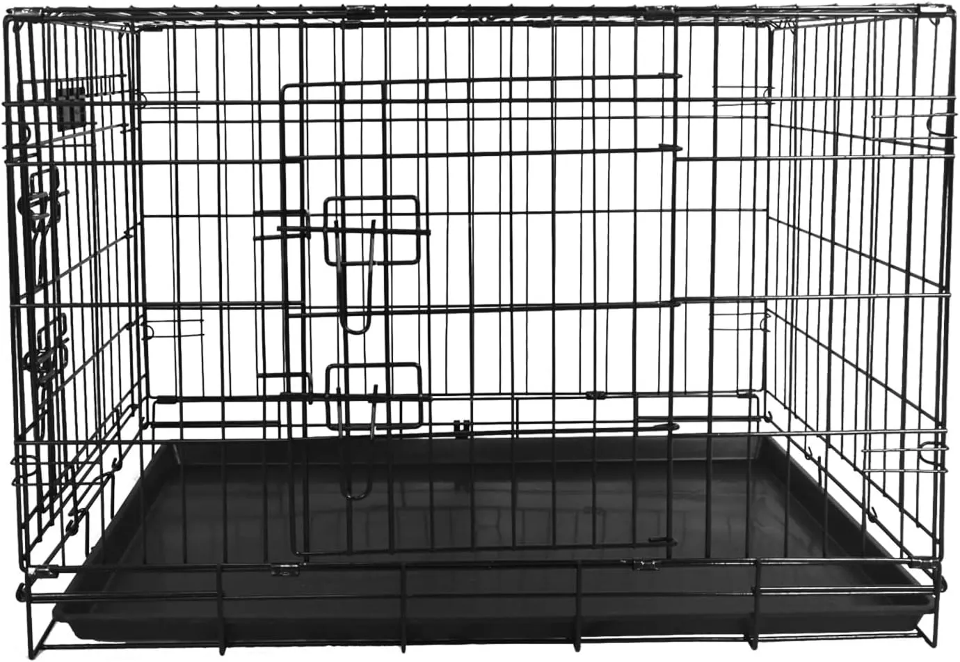 Foldable Double Door Dog Crate with Leak-Proof Track, 30-Inch