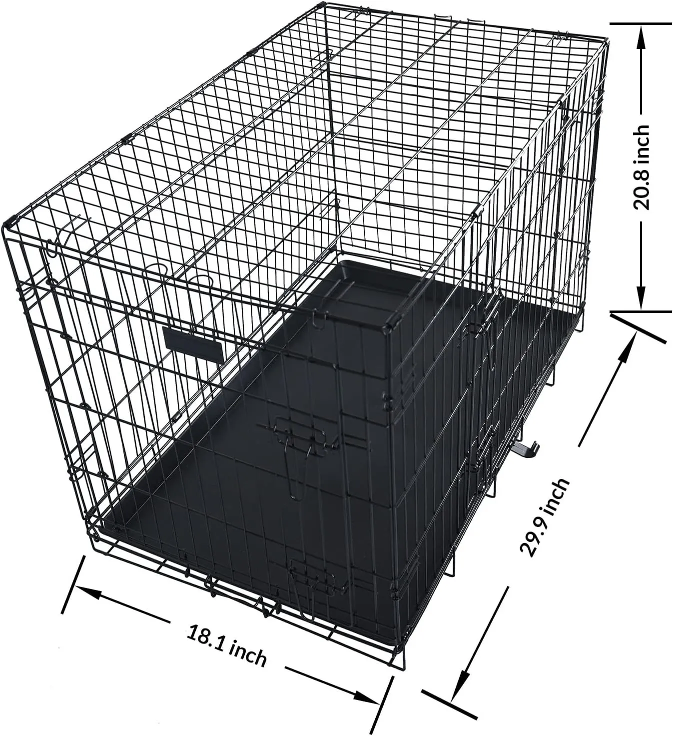 Foldable Double Door Dog Crate with Leak-Proof Track, 30-Inch