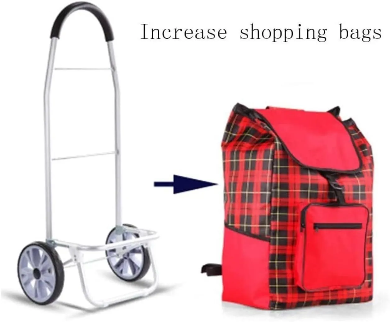 Folding Shopping Cart, Women Buy Food Shopping Cart Storage Bag Large Capacity Portable Cart Shopping Bag Folding Luggage Grocery Utility Carts, 100*45cm, Red