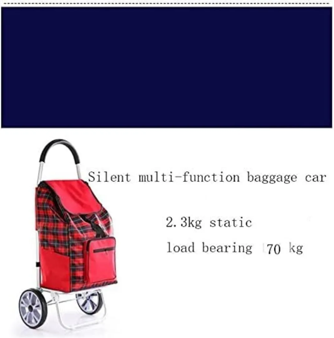 Folding Shopping Cart, Women Buy Food Shopping Cart Storage Bag Large Capacity Portable Cart Shopping Bag Folding Luggage Grocery Utility Carts, 100*45cm, Red