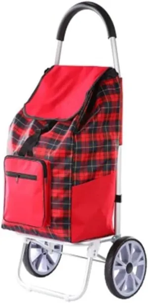 Folding Shopping Cart, Women Buy Food Shopping Cart Storage Bag Large Capacity Portable Cart Shopping Bag Folding Luggage Grocery Utility Carts, 100*45cm, Red