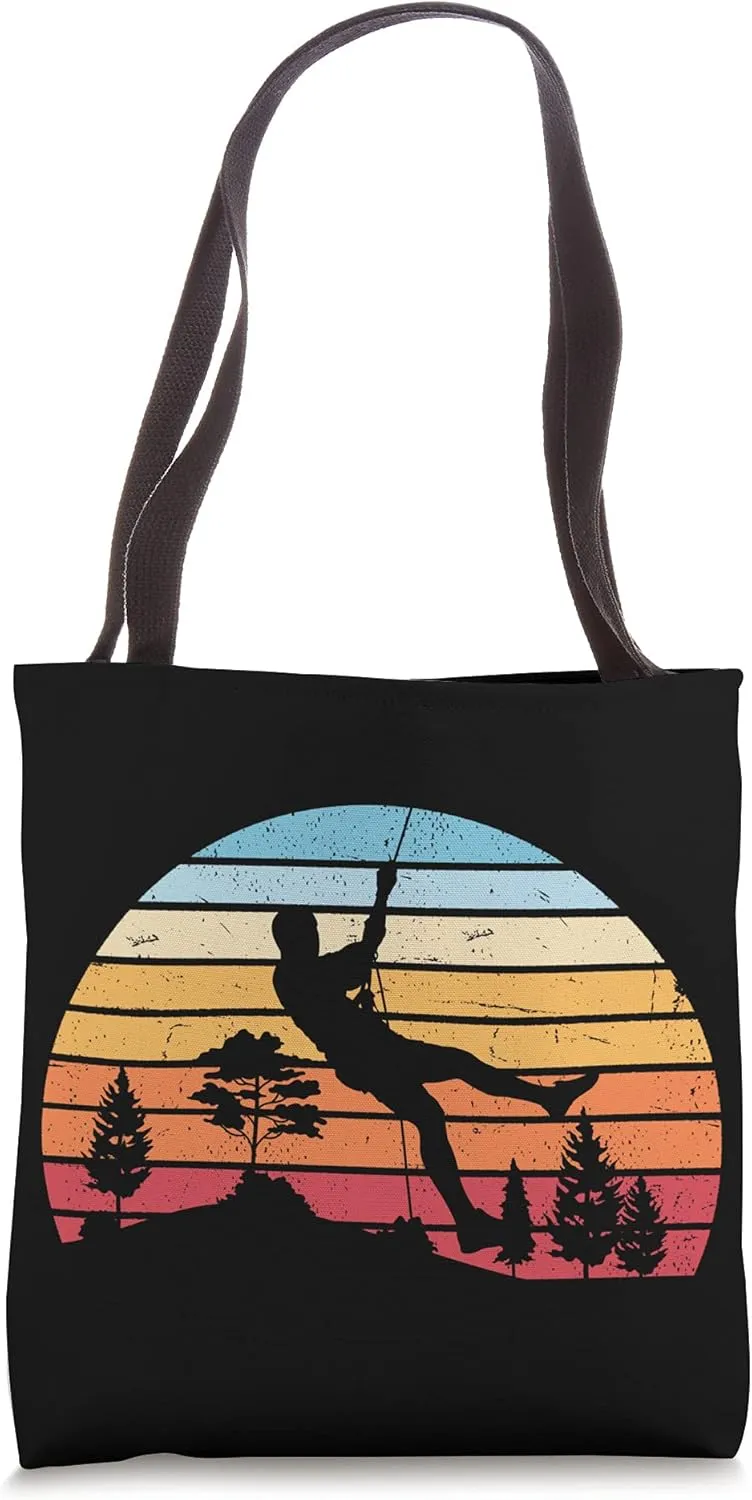 Forest Climber Bouldering Climb Sports Hobby Retro Climbing Tote Bag