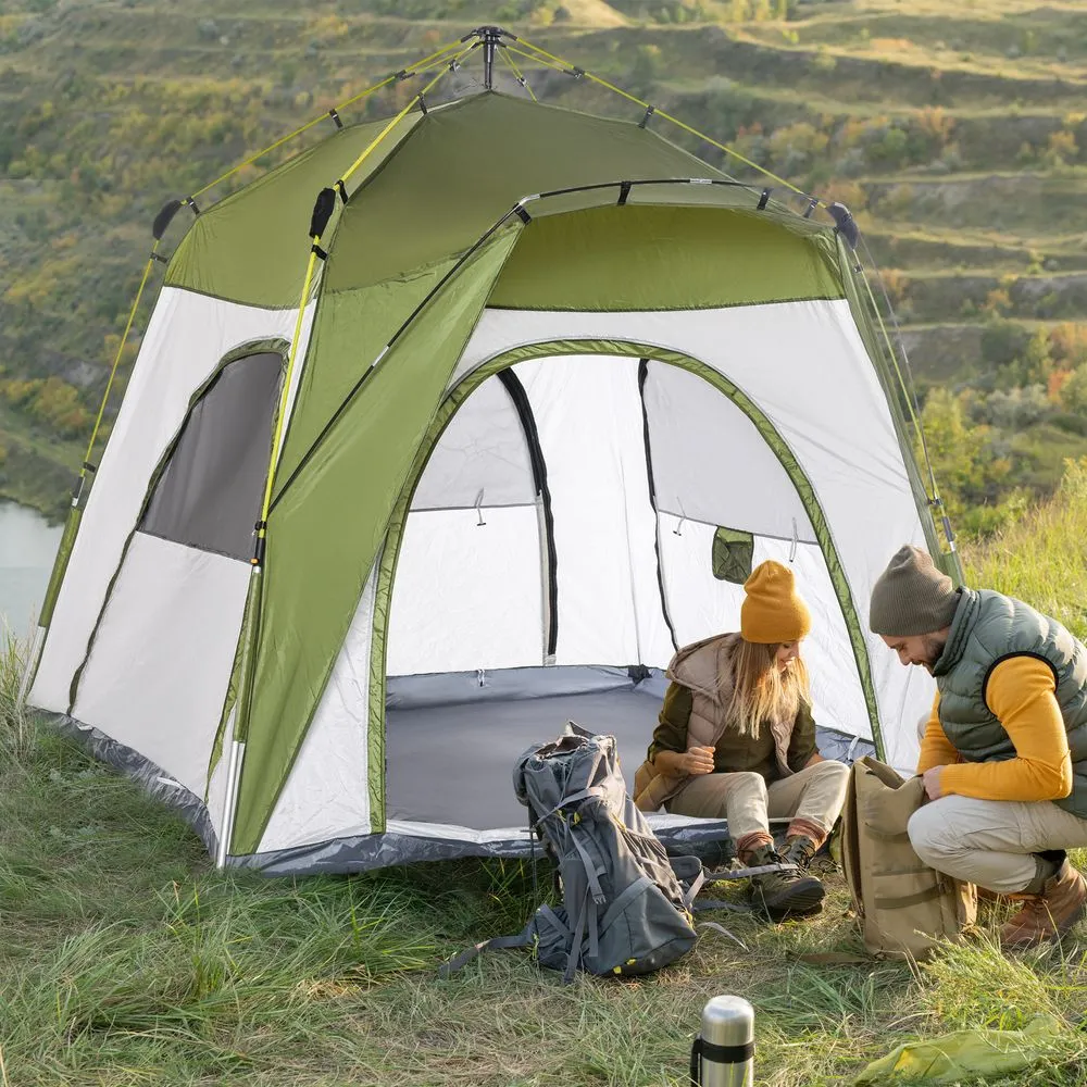Four Man Pop Up Tent Automatic Camping Backpacking Dome Shelter Outsunny