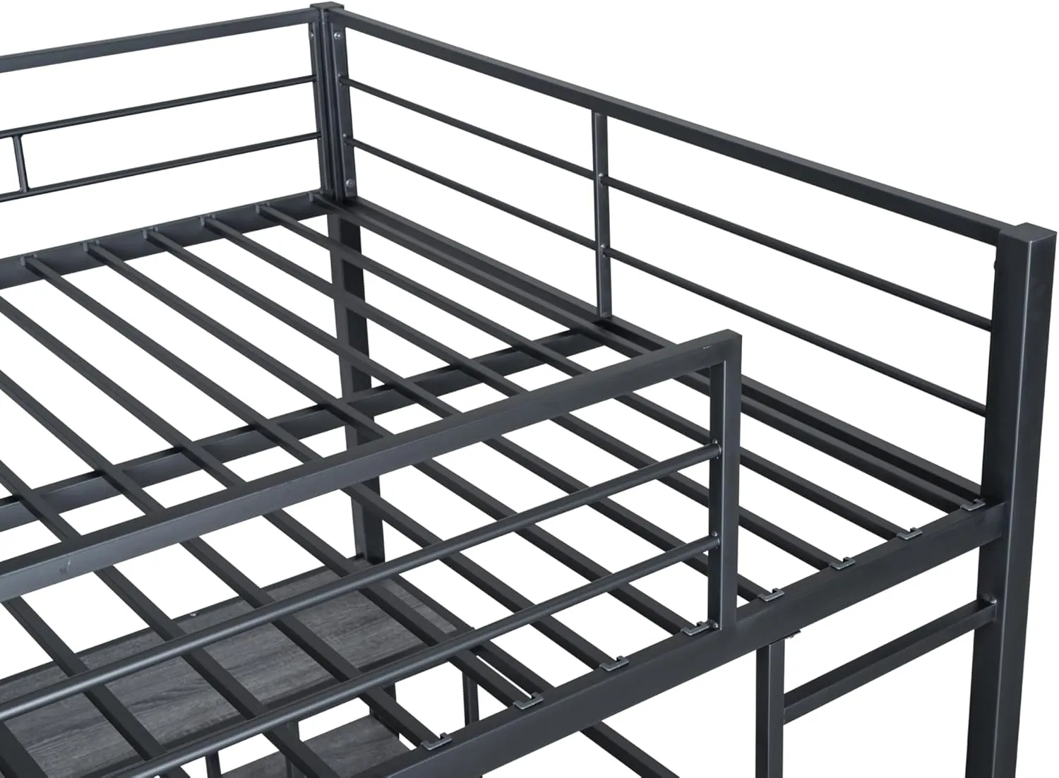 Full Loft Bed with Desk and Storage Shelves for Kids Teens Adults,Heavy Duty Metal Loft Bed with Ladder for Dorm,Bedroom,No Box Spring Required,Black