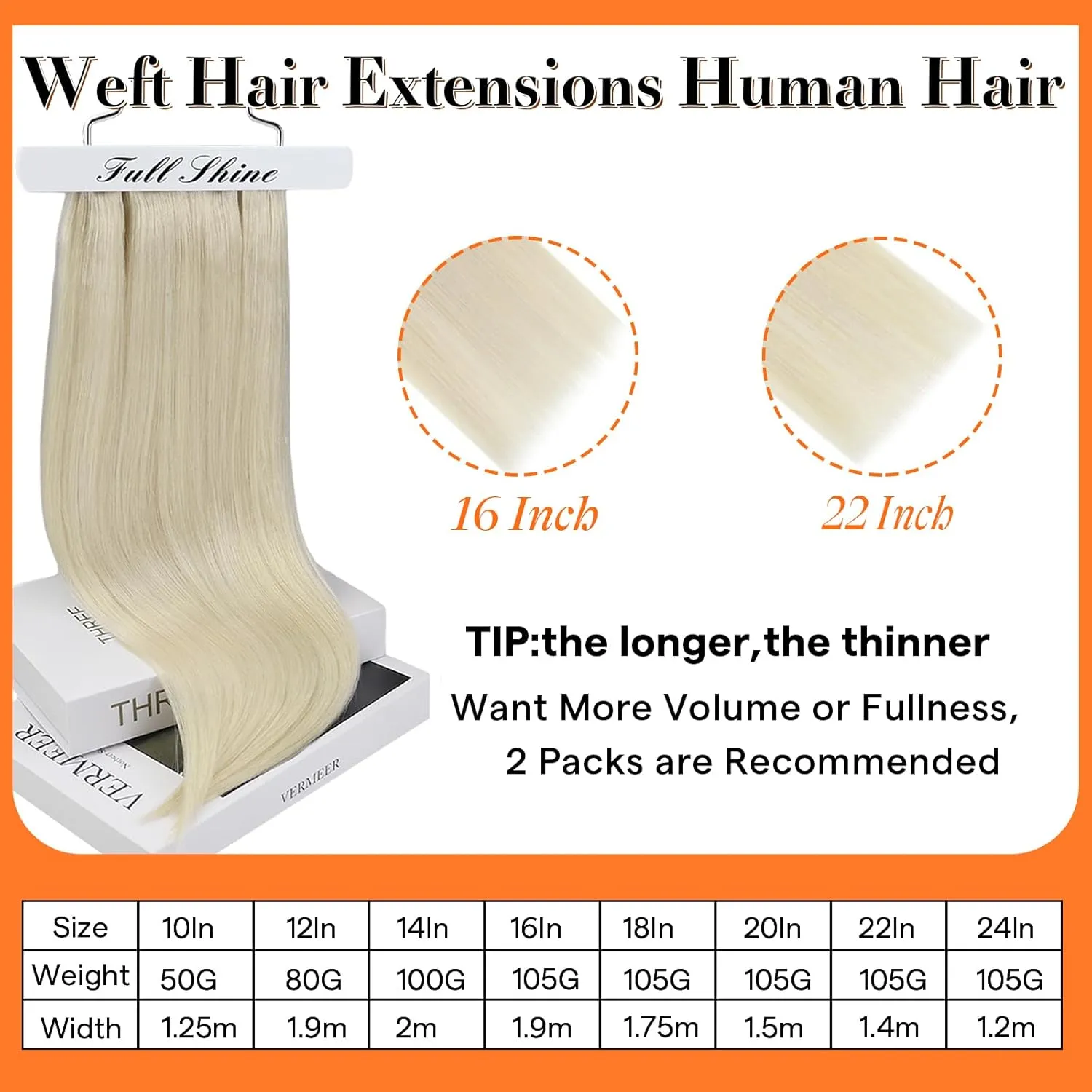 Full Shine Straight Human Hair Weft Hair Extensions 18 Inch Color 60 Platinum Blonde Remy Human Hair Weft Weave Hair Extensions Double Wefted 105 Gram Hair Bundles Blonde