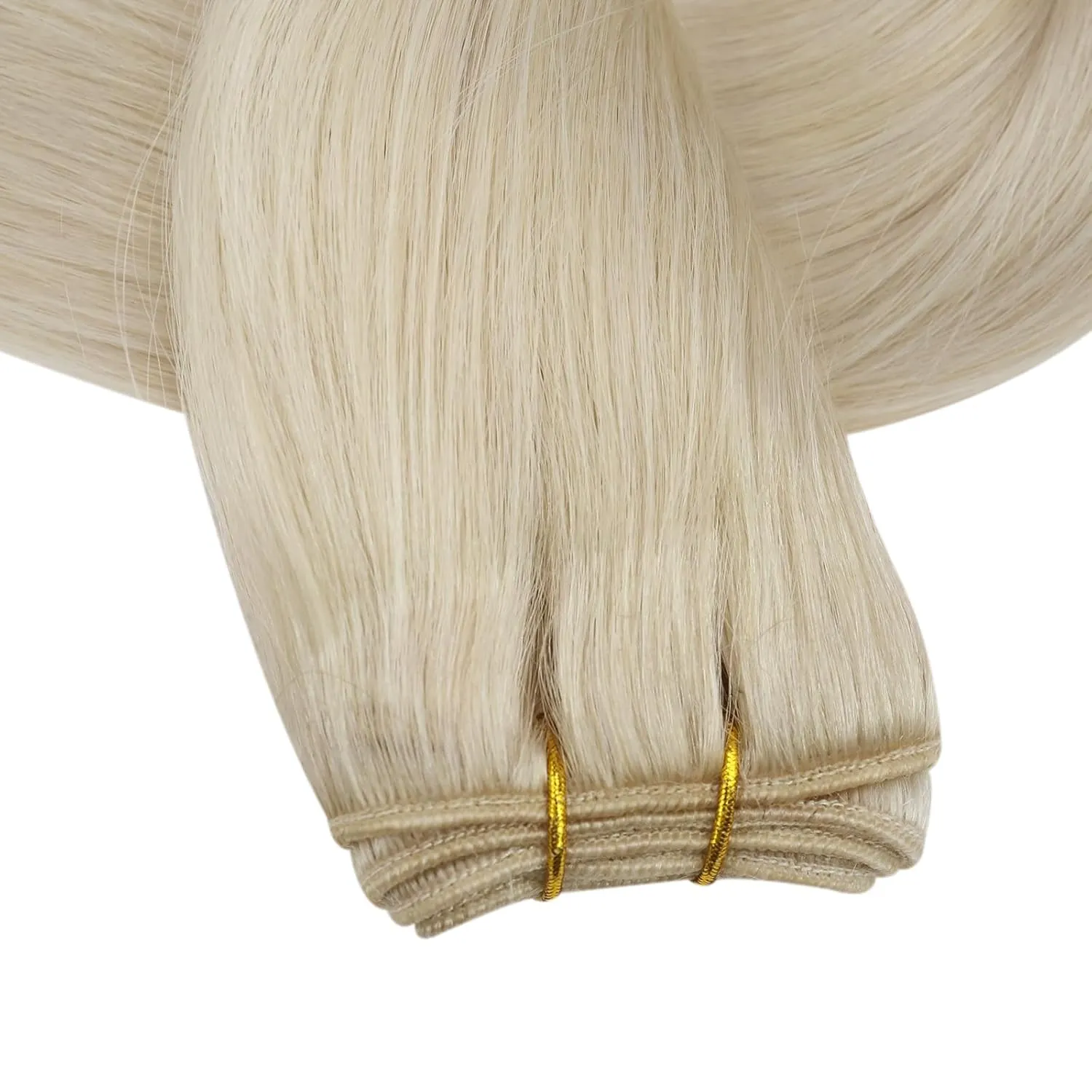 Full Shine Straight Human Hair Weft Hair Extensions 18 Inch Color 60 Platinum Blonde Remy Human Hair Weft Weave Hair Extensions Double Wefted 105 Gram Hair Bundles Blonde