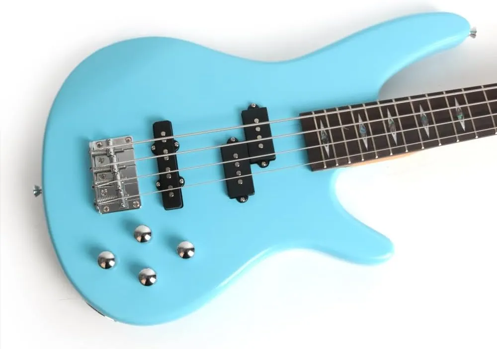 Full Size Standard Electric Bass Guitar Four 4 String Right Hand Handed Solid Basswood Body Roasted Canadian Maple Neck Genuine Rosewood Fretboard Fingerboard with Gig Bag