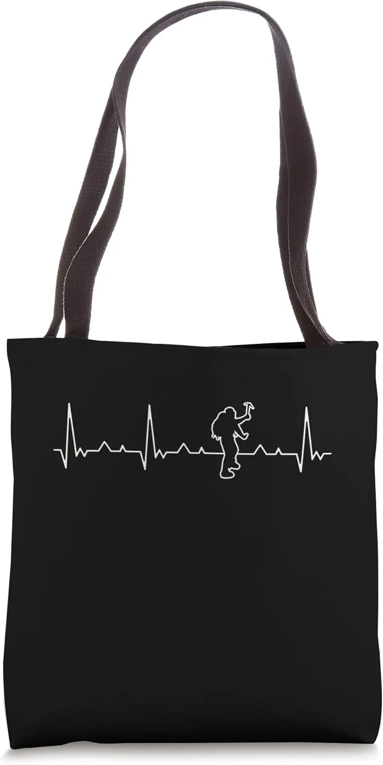 Funny heartbeat Mountain Climbing Tote Bag