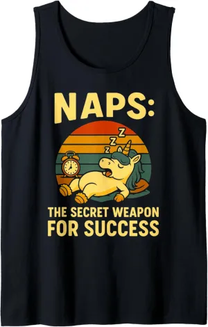 Funny Naps Secret Weapon For Success Unicorn Sleeping Humor Tank Top